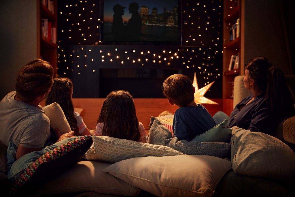 A family watching a film together