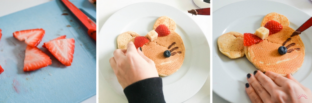 Step by step guide to make Minnie Mouse pancake art
