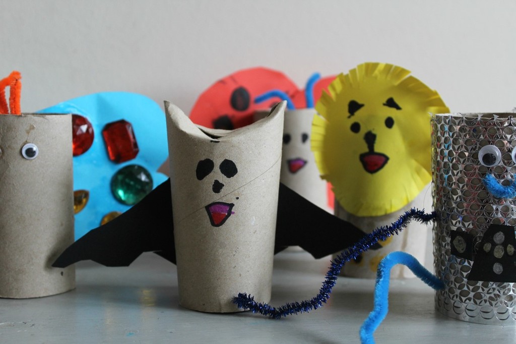 A selection of easy animal crafts made from toilet rolls