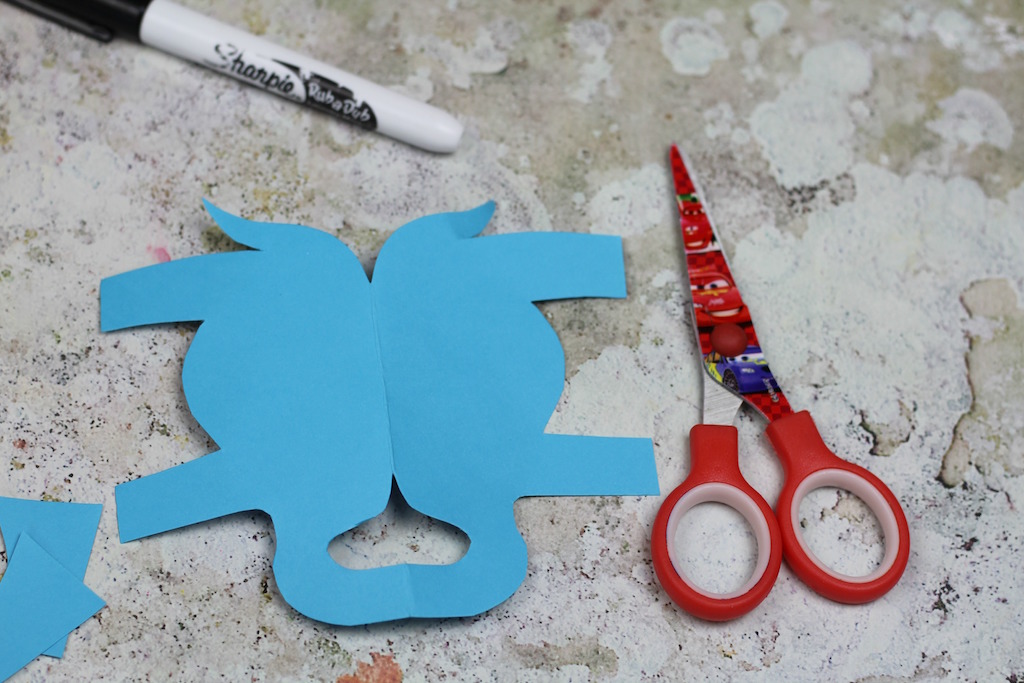 An elephant shape cut out from card for an easy craft idea
